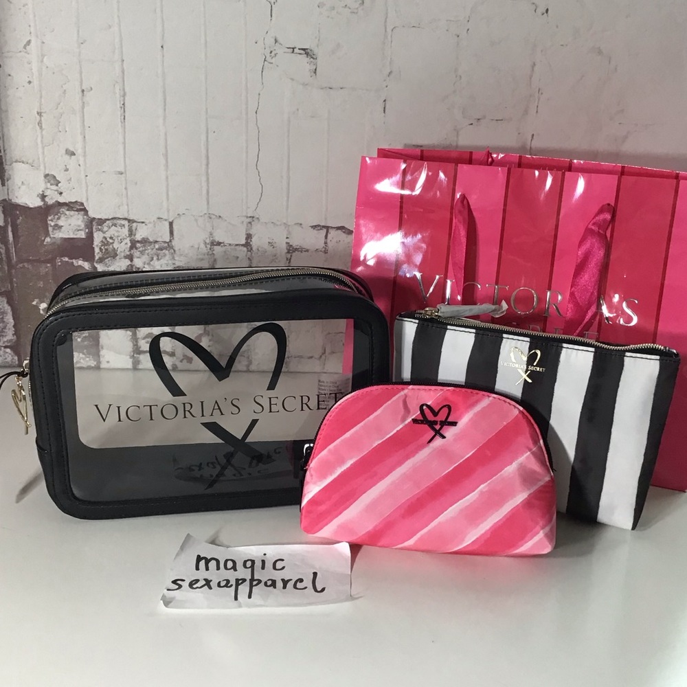 VICTORIA’S SECRET 3 PIECE MAKEUP BAG COSMETIC CASE - Picture 1 of 2